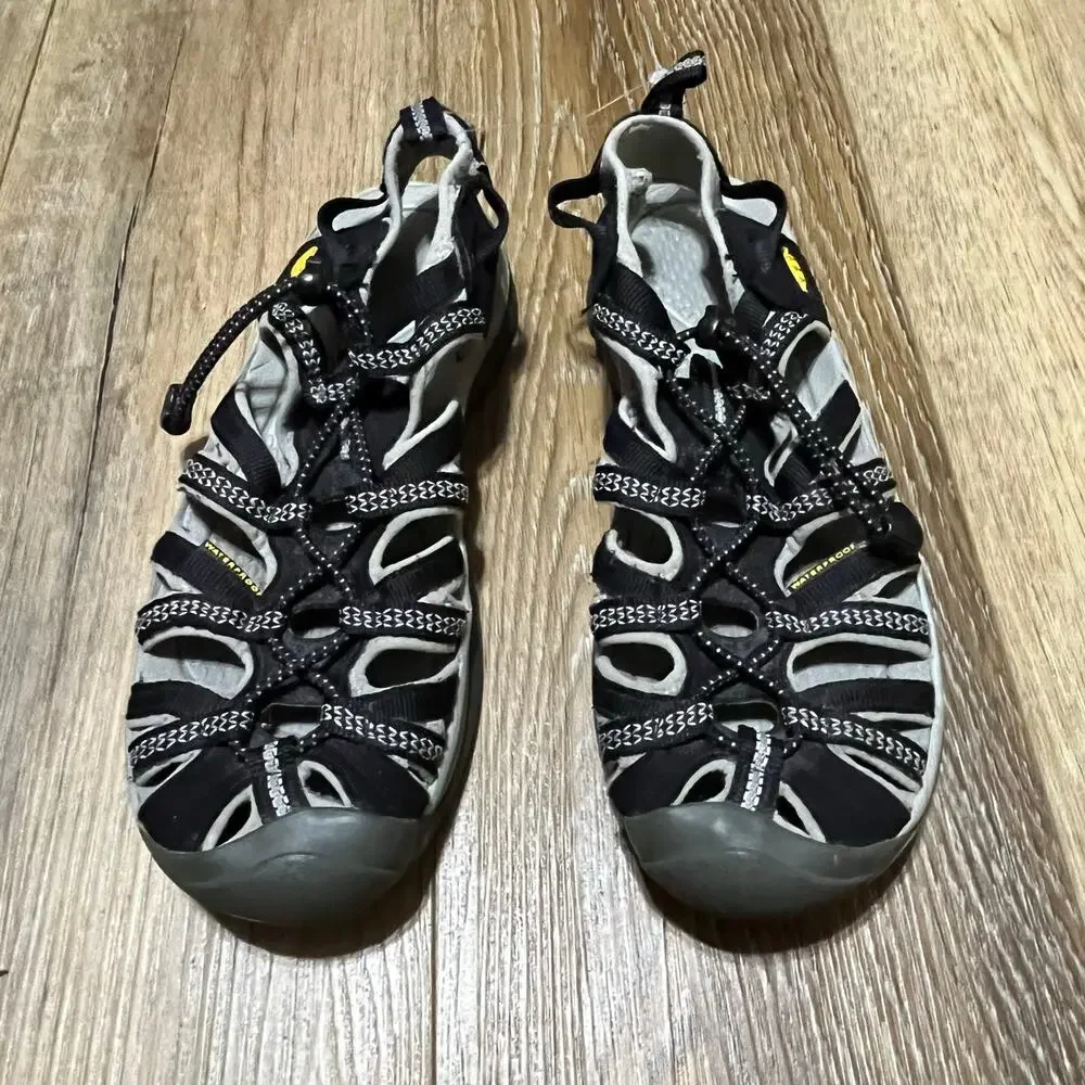 KEEN Whisper Closed Toe Waterproof Sandals Womens 8.5 Black Gray Hiking Sport
